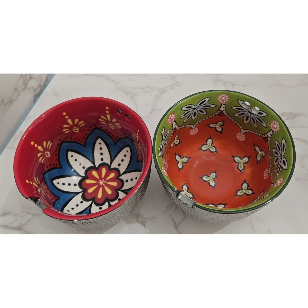Ramon Noodle‎ Bowls 2 Asian Style Ceramic Gold And Red